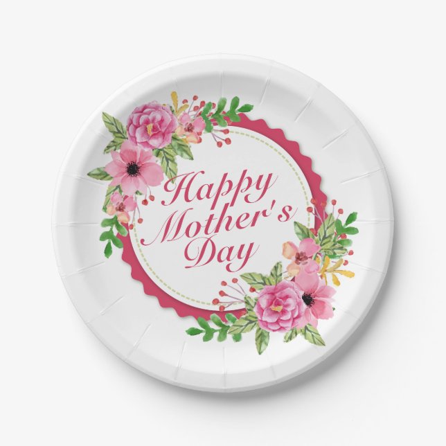 Assiettes En Carton Plaque à papier de mère de cadre heureux élégant (Devant)