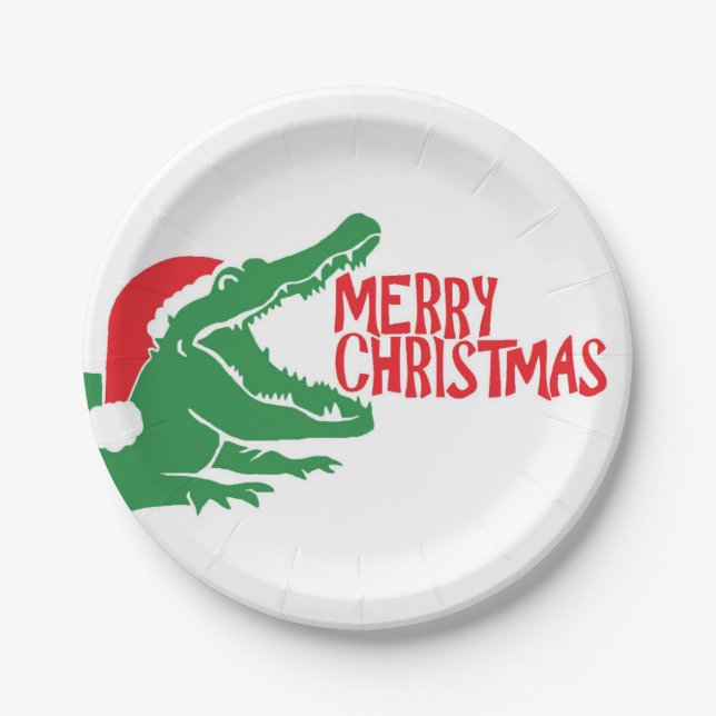 Assiettes En Carton Plaque à papier de Noël d'alligator (Devant)