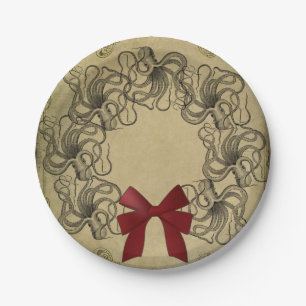 Assiettes En Carton Plaque à papier de Noël vintage de poulpe