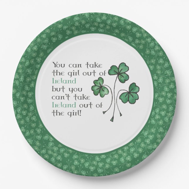 Assiettes En Carton Plaque à papier de shamrocks de citation (Devant)