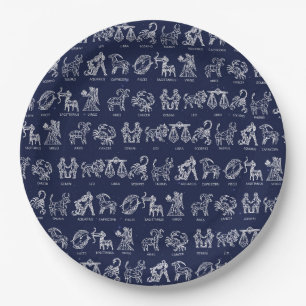 Assiettes En Carton Plaque à papier de signe de zodiaque (bleue)
