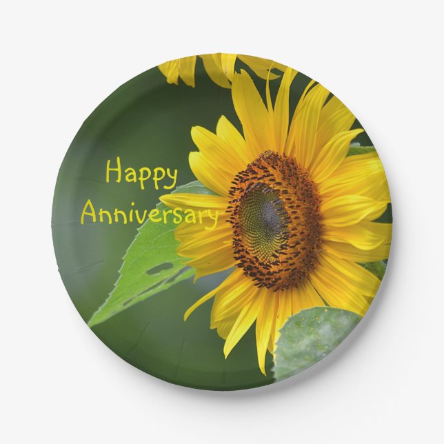 Assiettes En Carton Plaque à papier de tournesol heureux (Devant)