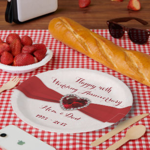 Assiettes En Carton Plaque à papier molle d'anniversaire de mariage de