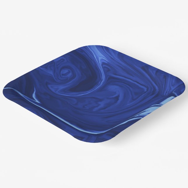 Assiettes En Carton Plaque arrière - plan bleu Cobalt (Angulaire)