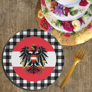 Assiettes En Carton Plaque Autriche, plaid de buffle & drapeau autrich