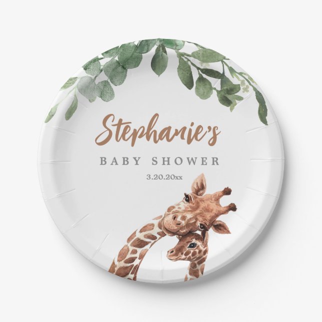 Assiettes En Carton Plaque Baby shower Giraffe (Devant)