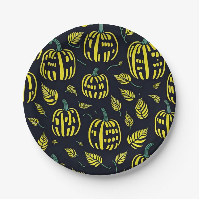 Assiettes En Carton Plaque Citrouille Halloween (Devant)