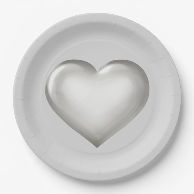 Assiettes En Carton Plaque coeur en verre argenté (Devant)