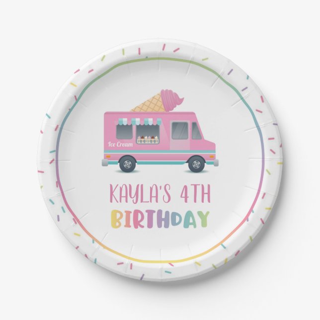 Assiettes En Carton Plaque d'anniversaire de crème glacée (Devant)