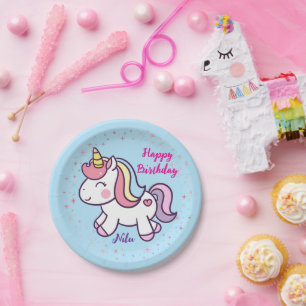 Assiettes En Carton Plaque d'anniversaire de la licorne magique