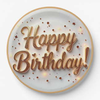 Assiettes En Carton Plaque d'Anniversaire Gold Happy, Plaques de Papie