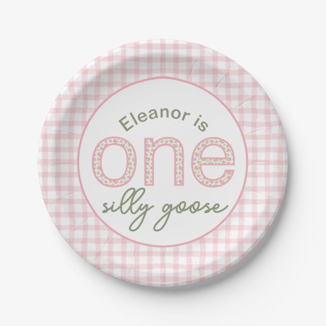 Assiettes En Carton Plaque d'anniversaire personnalisée "One Silly Goo (Devant)