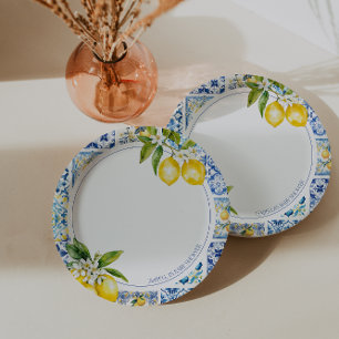 Assiettes En Carton Plaque de Baby shower de citron de la côte d'Amalf