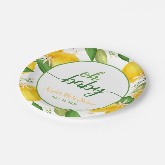 Assiettes En Carton Plaque de Baby shower de citron - Oh Baby - Person (Angle)
