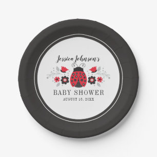 Assiettes En Carton Plaque de Baby shower de fille rouge Ladybug perso