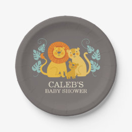 Assiettes En Carton Plaque de Baby shower du lion de la jungle