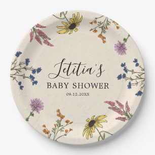 Assiettes En Carton Plaque de Baby shower Fleur sauvage vintage