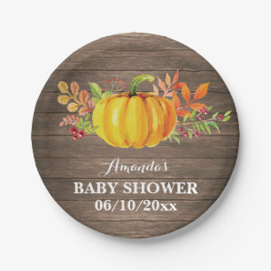 Assiettes En Carton Plaque de Baby shower Rustic Fall Citrouille