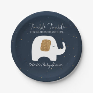 Assiettes En Carton Plaque de Baby shower Twinkle Little Star Elephant