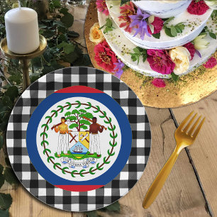 Assiettes En Carton Plaque de Belize, plaid de buffle & drapeau du Bel