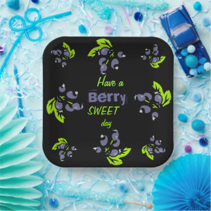 Assiettes En Carton Plaque de Brunch aux bleuets