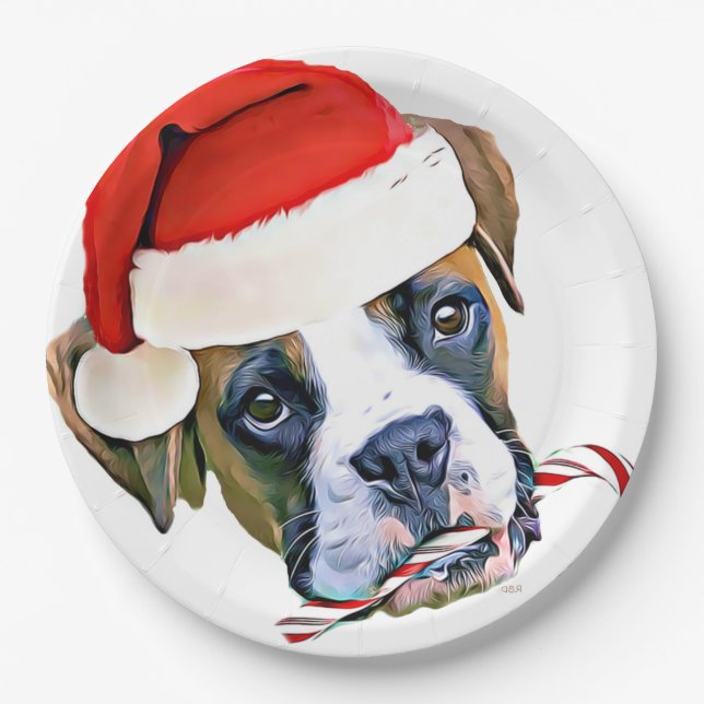 Assiettes En Carton Plaque de chien de la boîte de Noël (Devant)