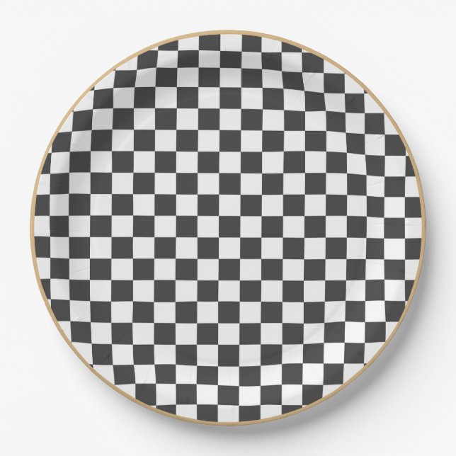 Assiettes En Carton Plaque de contrôle noir et blanc (Devant)