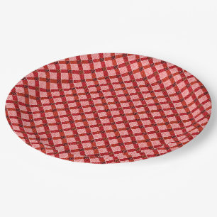 Assiettes En Carton Plaque de croix rose tartan avec léger relief rugu