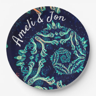 Assiettes En Carton Plaque de dîner d'élégance fractale foncée