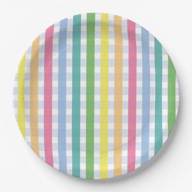 Assiettes En Carton Plaque de En vichy de fête (Devant)