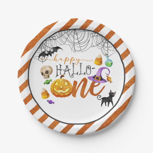 Assiettes En Carton Plaque de fête d'anniversaire d'Halloween (Devant)