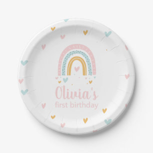 Assiettes En Carton Plaque de fête d'anniversaire Rainbow First