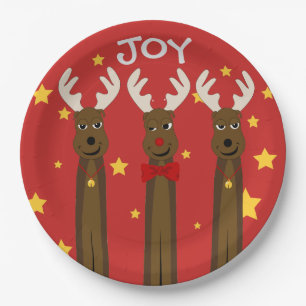 Assiettes En Carton Plaque de fête de Noël Reindeer