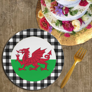Assiettes En Carton Plaque de galles, plaid de buffle et drapeau gallo