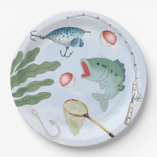 Assiettes En Carton Plaque de la partie de pêche
