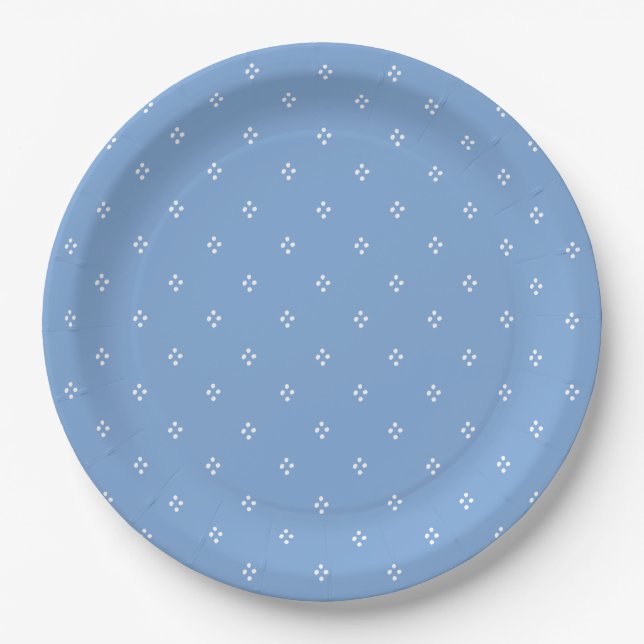 Assiettes En Carton Plaque de la partie vintage Blue Dot (Devant)