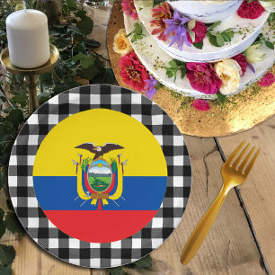 Assiettes En Carton Plaque de l'Equateur, plaid du buffle et drapeau d