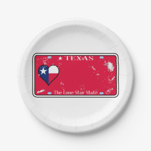 Assiettes En Carton Plaque de licence de l'État du Texas avec dommages