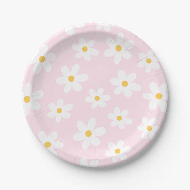 Assiettes En Carton Plaque de marmite rose et blanc (Devant)