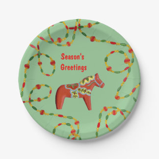Assiettes En Carton Plaque de Noël Dala Horse