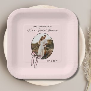 Assiettes En Carton Plaque de papier à Fête des mariées rose-pâle pers
