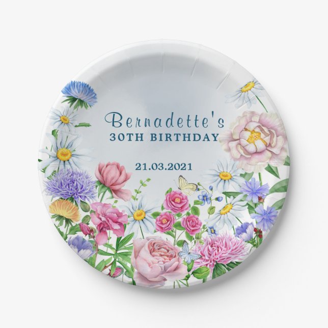 Assiettes En Carton Plaque de papier à fleurs rustiques (Devant)
