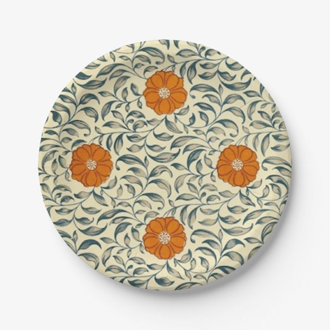 Assiettes En Carton Plaque de papier à papier floral mandarin chinois (Devant)