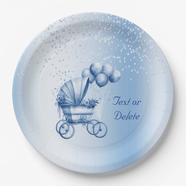 Assiettes En Carton Plaque de papier à poussoir bleu (Devant)