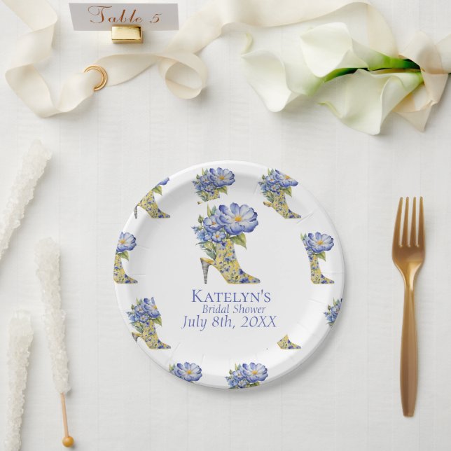 Assiettes En Carton Plaque de papier à talon élevé Floral Chinoiserie  (Mariage)