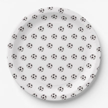 Plaque de papier à thème de soccer noir et blanc