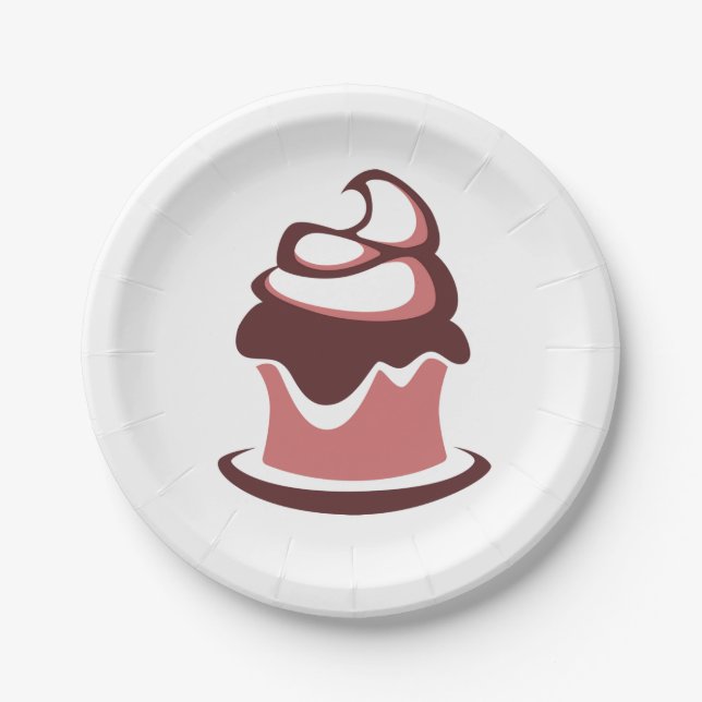 Assiettes En Carton Plaque de papier Anniversaire Fête Cupcake (Devant)