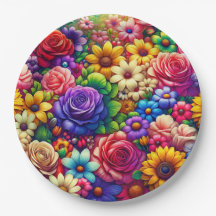 Plaque de papier aux fleurs colorées