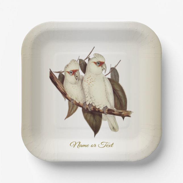 Assiettes En Carton Plaque de papier aux oiseaux blancs (Recto)