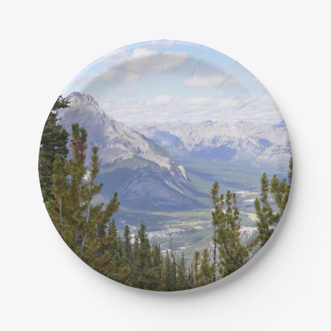 Assiettes En Carton Plaque de papier avec scène de montagne (Devant)